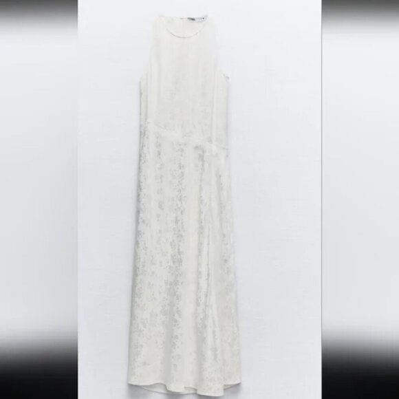 Zara Lace Jacquard Maxi Dress NWT White Size Medium - Picture 6 of 11